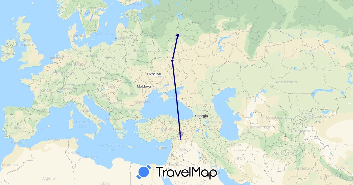 TravelMap itinerary: driving in Russia, Syria (Asia, Europe)